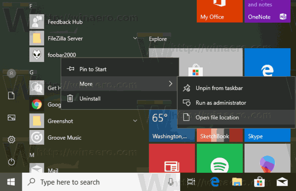 open start menu windows 10